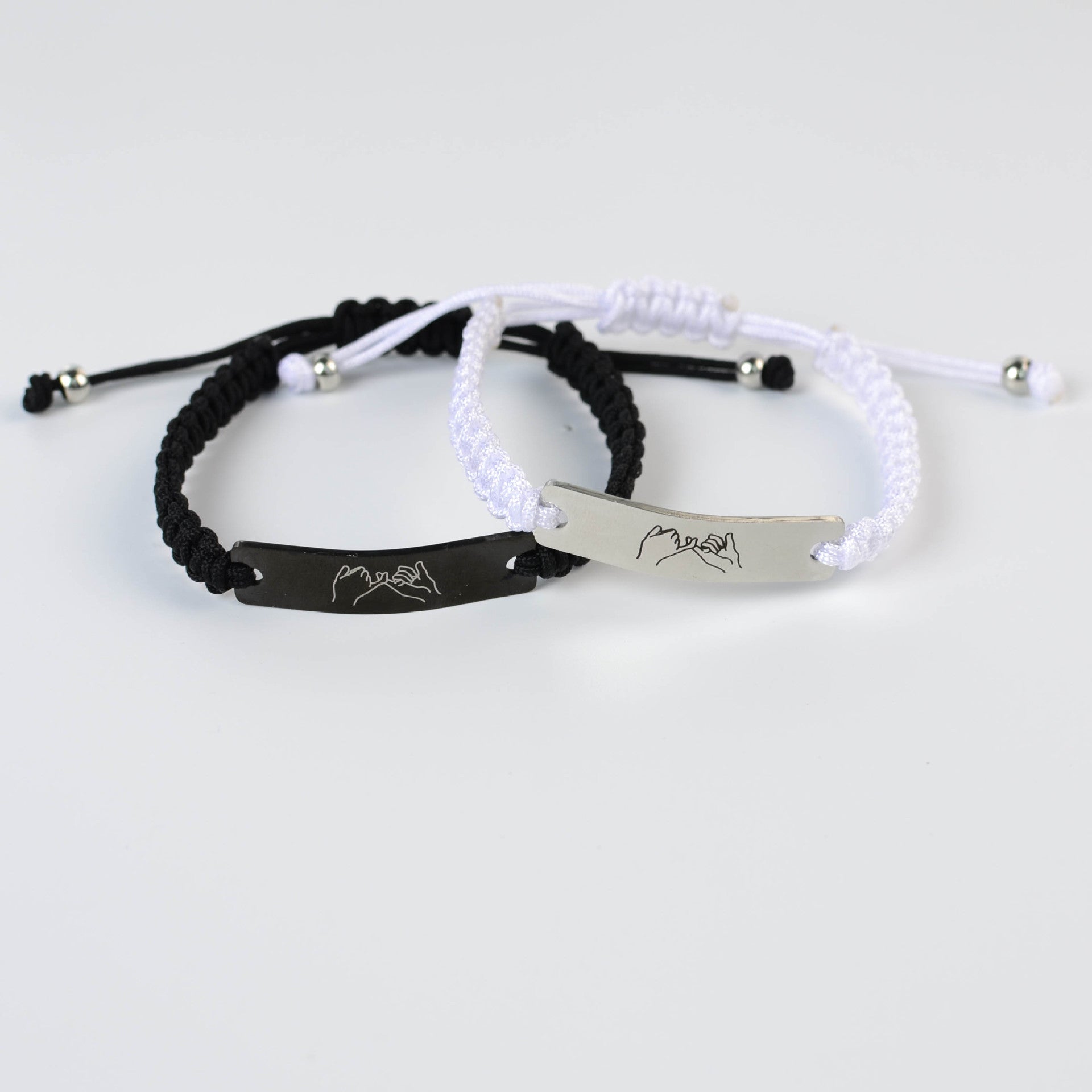 Wholesale Couple Bracelet With Stainless Steel Curved Pieces Hand-woven Chain