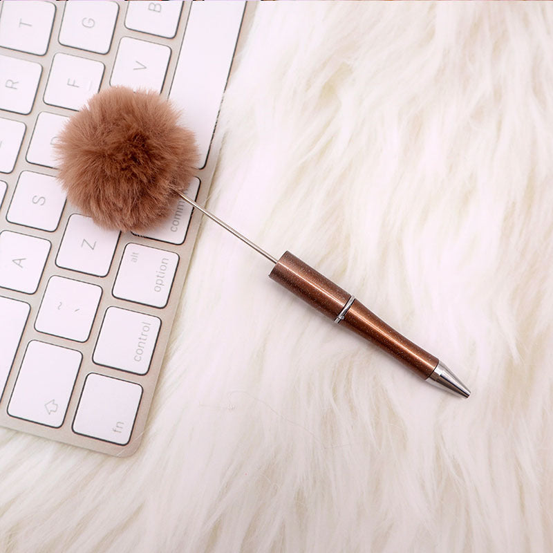 Wholesale 500pcs Beadable Pens Pom Pom Beadable Pen Leopard Print Plush Multicolor DIY Fluffy Pens