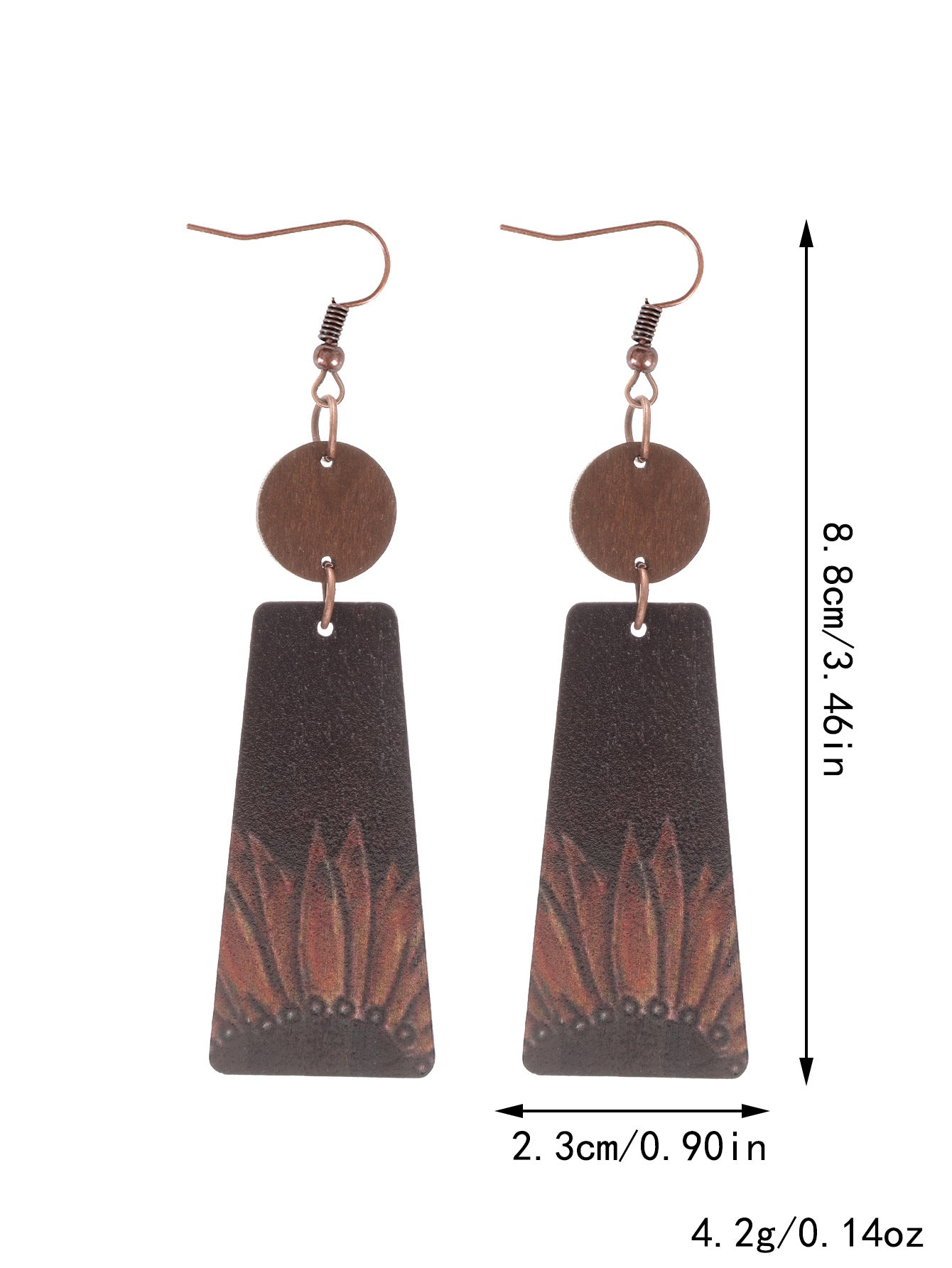 Wholesale Cross  Western Style  Cow Head Flower Pattern Wooden Earrings