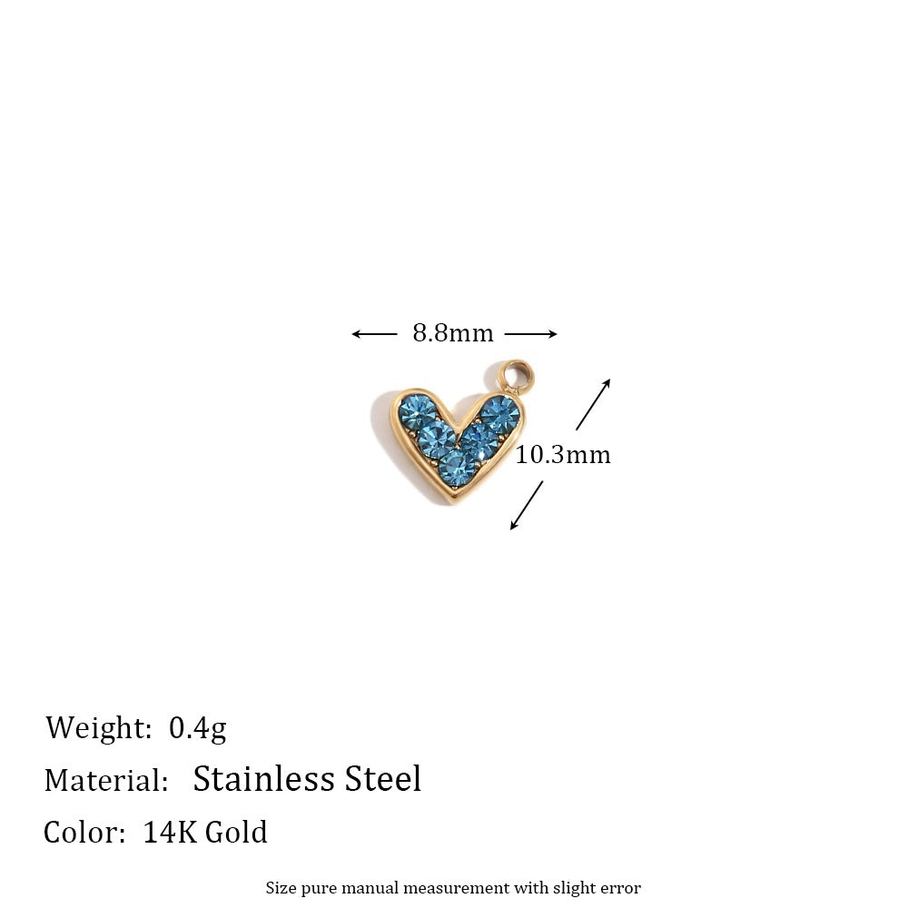 Wholesale Gold heart-shaped geometric pendant with tiny colored diamonds
