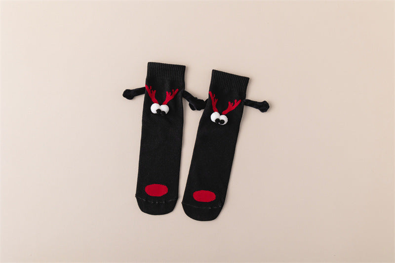 Wholesale Christmas couple warm magnetic mid-length socks