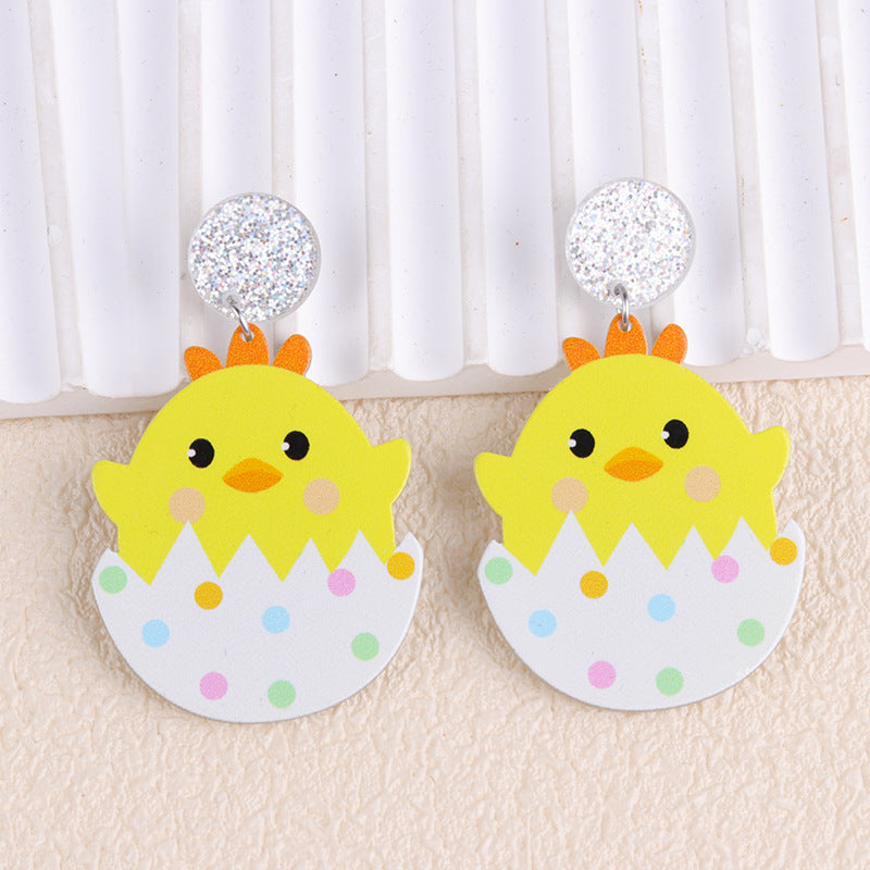 Wholesale Easter Rabbit Radish Chicken Acrylic Printed Earrings