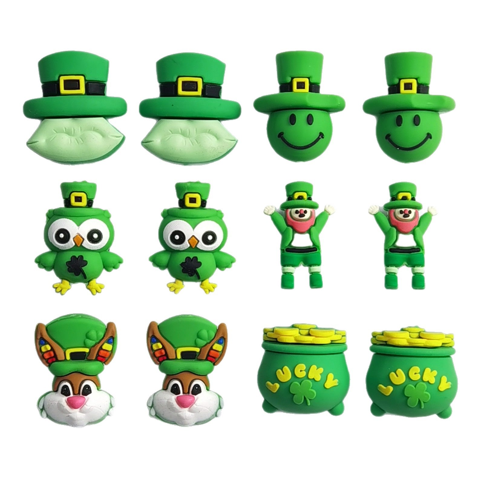 Wholesale 10pcs St.  Patrick' s Day Cartoon Four-Leaf Clover Focal Beads