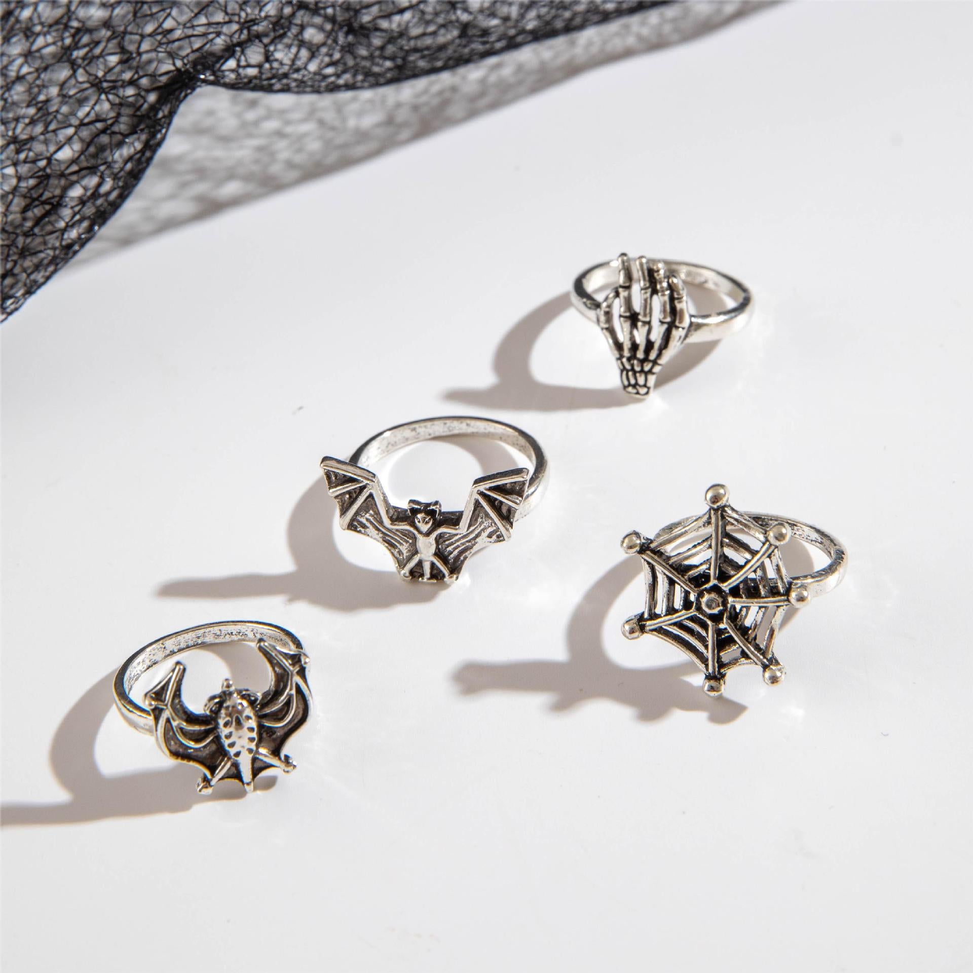 Wholesale  Skull Ring suit Punk  Bat Joint Ring Eight-piece Set