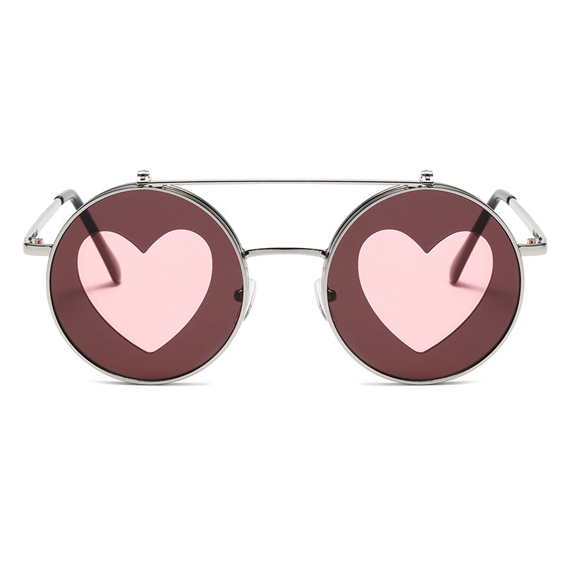 Wholesale PC Love Retro Round Double Layer Sunglasses