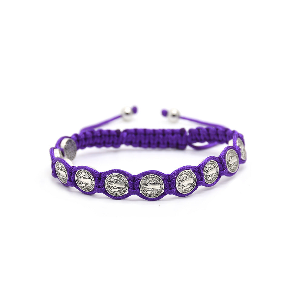 Wholesale Alloy Multicolor Braided Knot Rosary Beads Bracelet