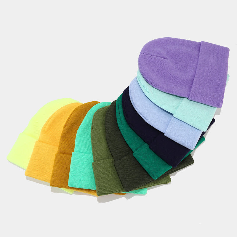 Wholesale Solid Color Autumn and Winter Light Board Pile Hat Warm Knitted Hat