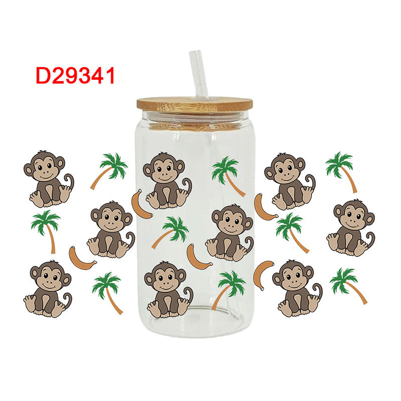 Wholesale Cartoon Chicken Monkey Diverse Animals 16oz Cup UV DTF Wraps