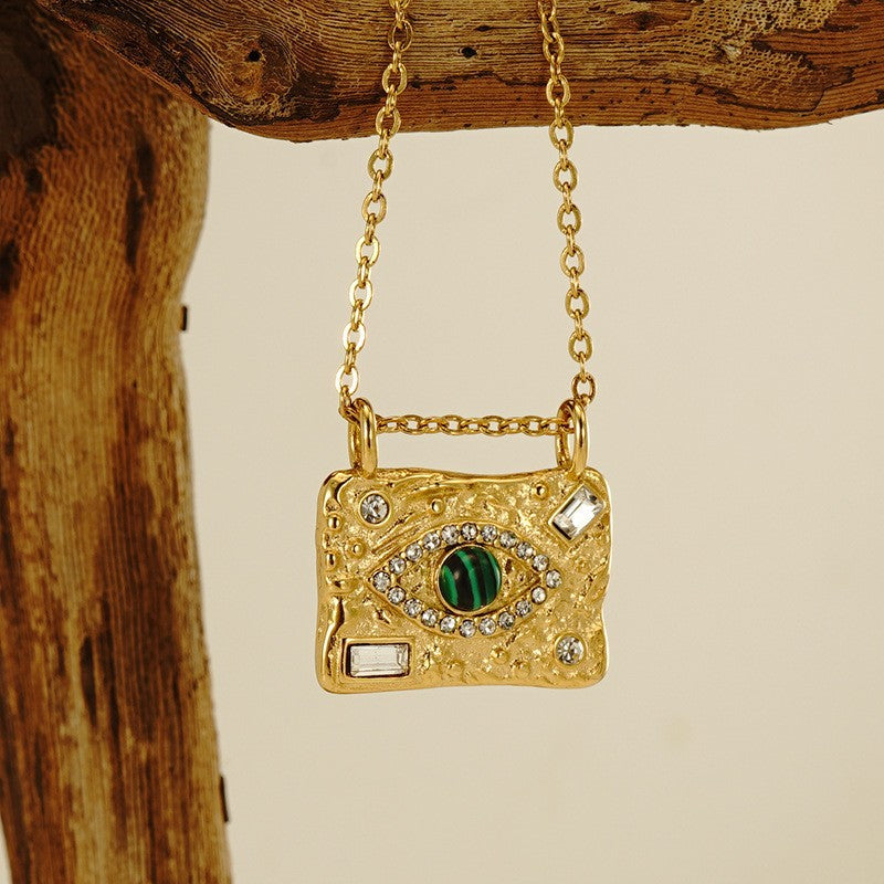 Wholesale 18K Titanium Steel Gemstone Necklace Clavicle Chain