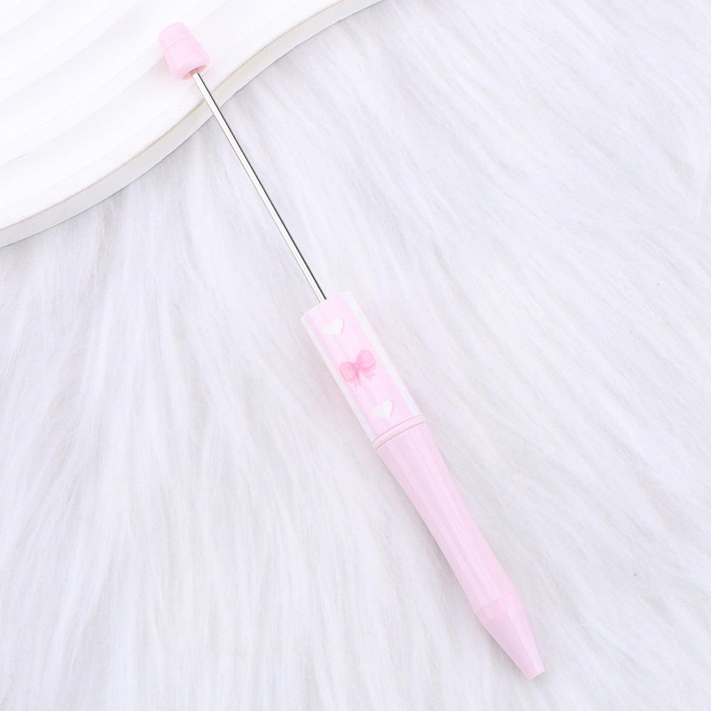 Wholesale New DIY pink bow print beaded pen girly pink