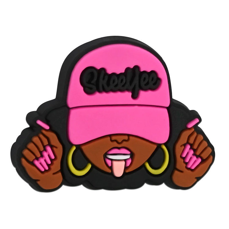 Wholesale Random 100pcs Black Girl Beaded PVC Soft Rubber Beads Focal Beads