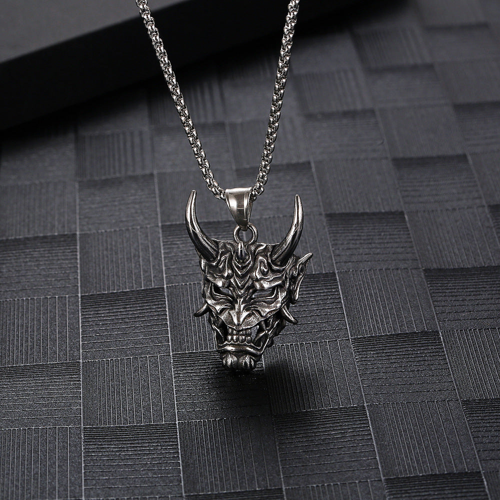 Wholesale  Ghost Pendant Necklace Vintage Personality Halloween Mask Stainless Steel Necklace Jewelry