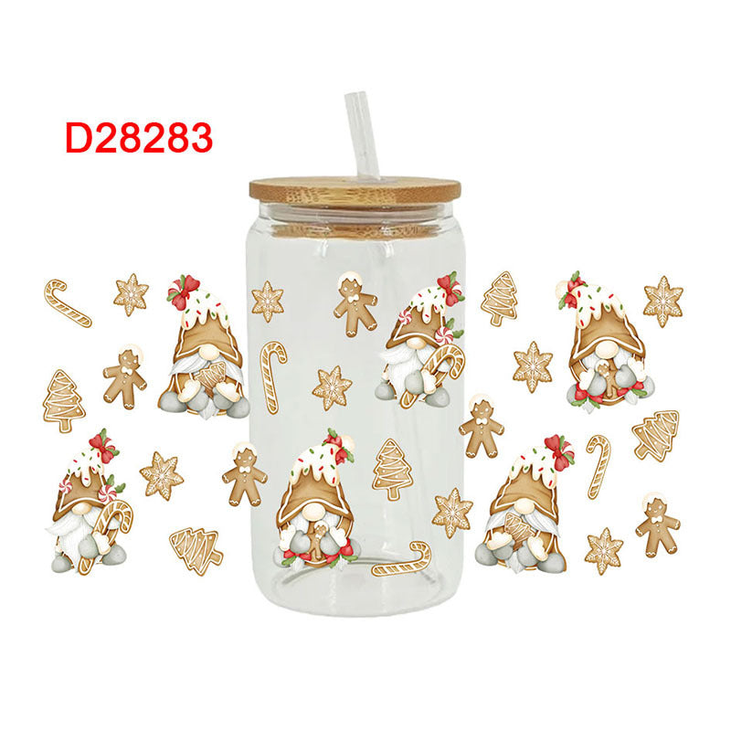 Wholesale Colorful Gift Christmas Tree 16oz Cup UV DTF Wraps