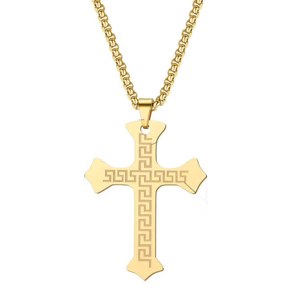 Wholesale Street Hip-Hop Titanium Steel Black Cross Necklace