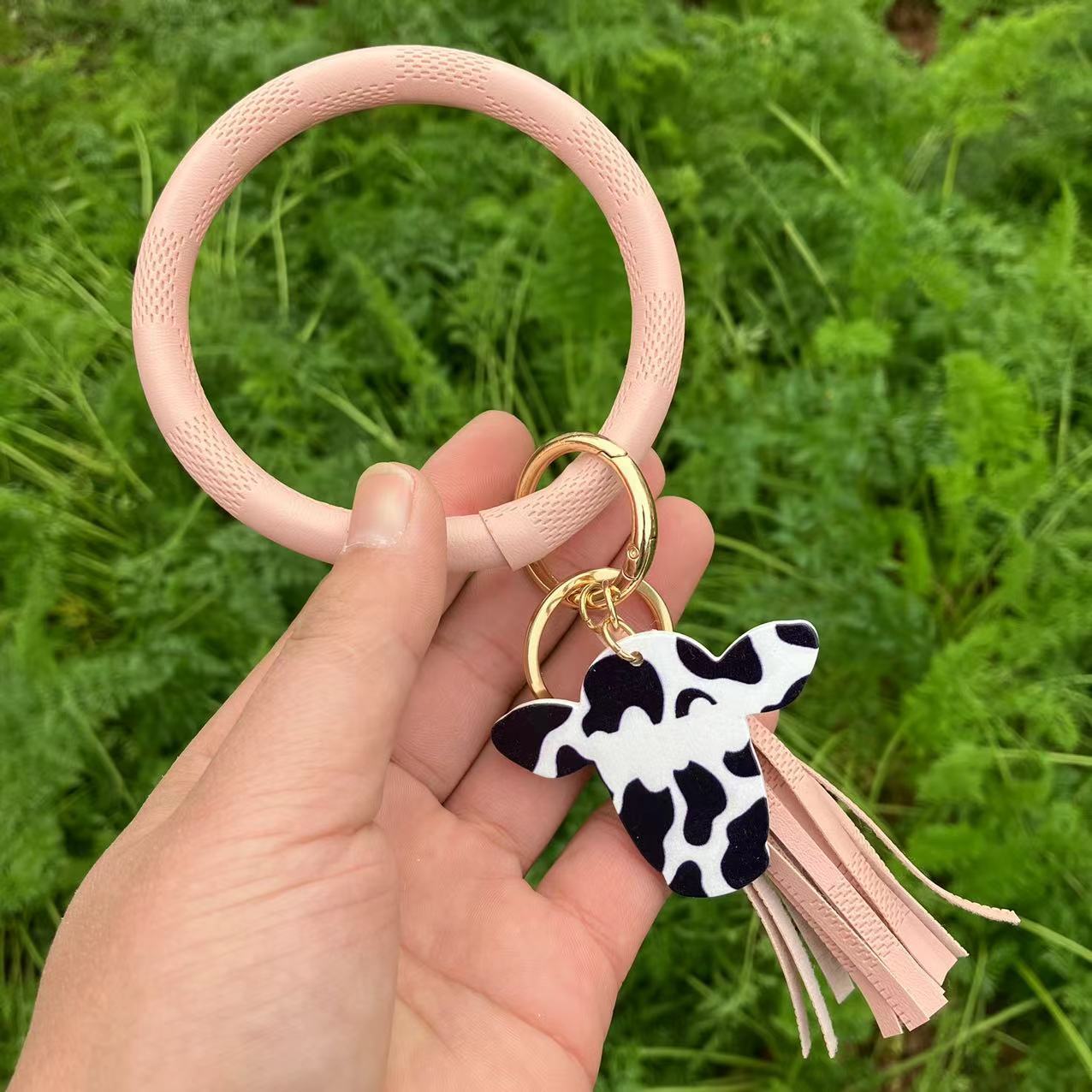 WholesalePU Leather Tassel Bracelet Keychain