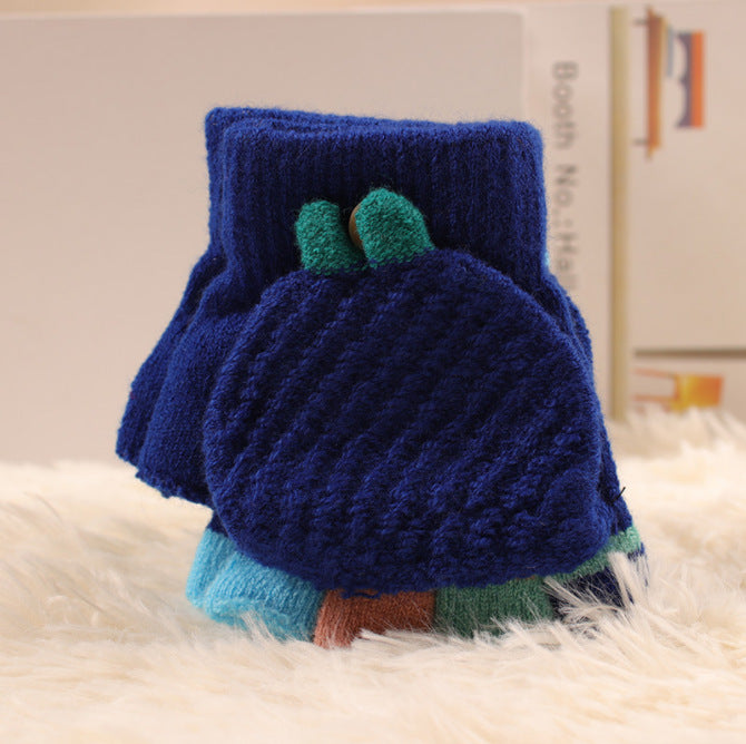 Wholesale Knitted Flip Open Fingered Children's Imitation Cashmere Gloves