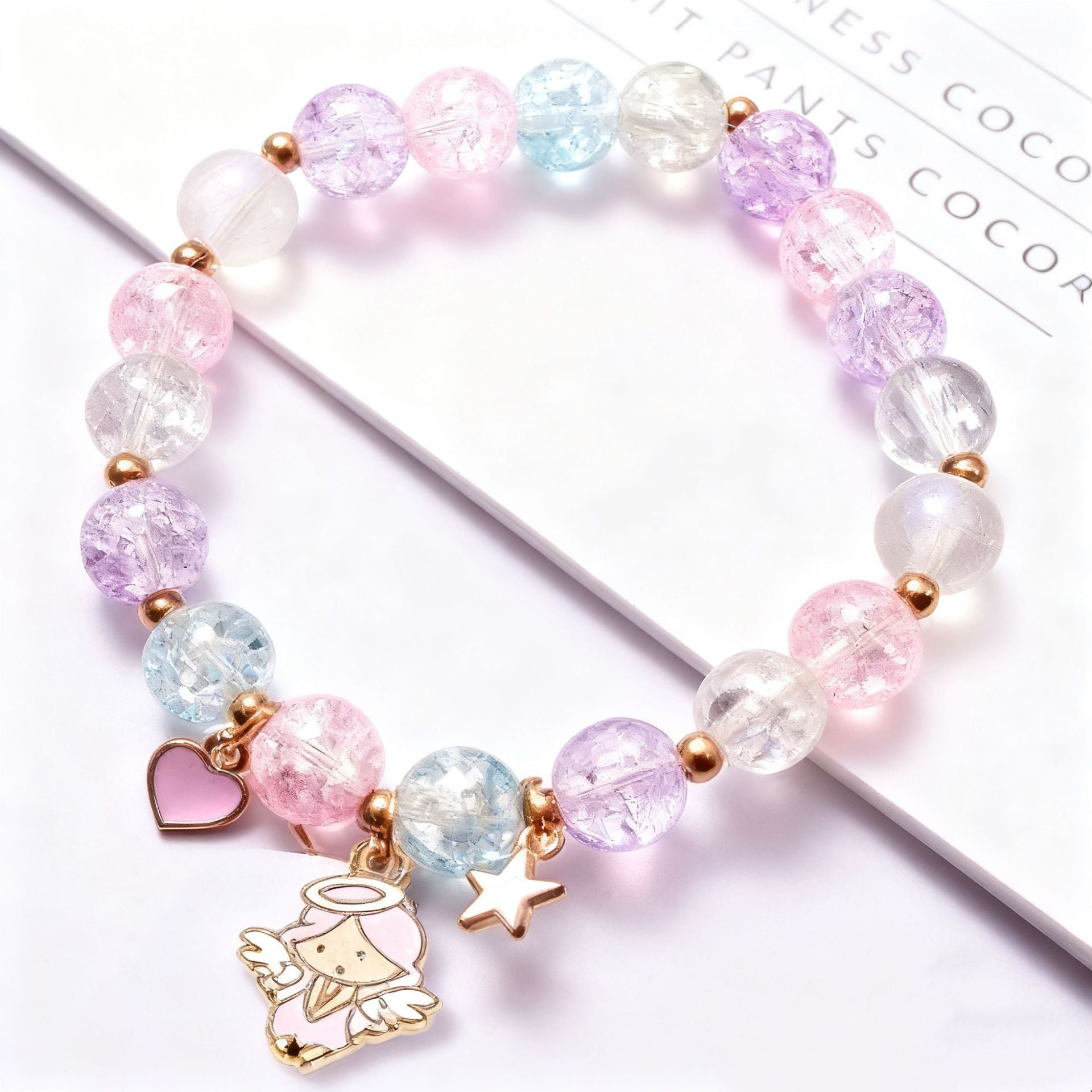 Wholesale Sparkling Crystal Easter Gold Bead Pink Rabbit Bracelet
