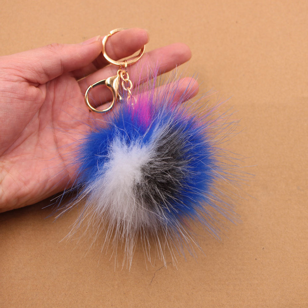 Wholesale Colorful Fur Ball Keychain Bag Pendant Tulip Theme Stylish Backpack Accessory