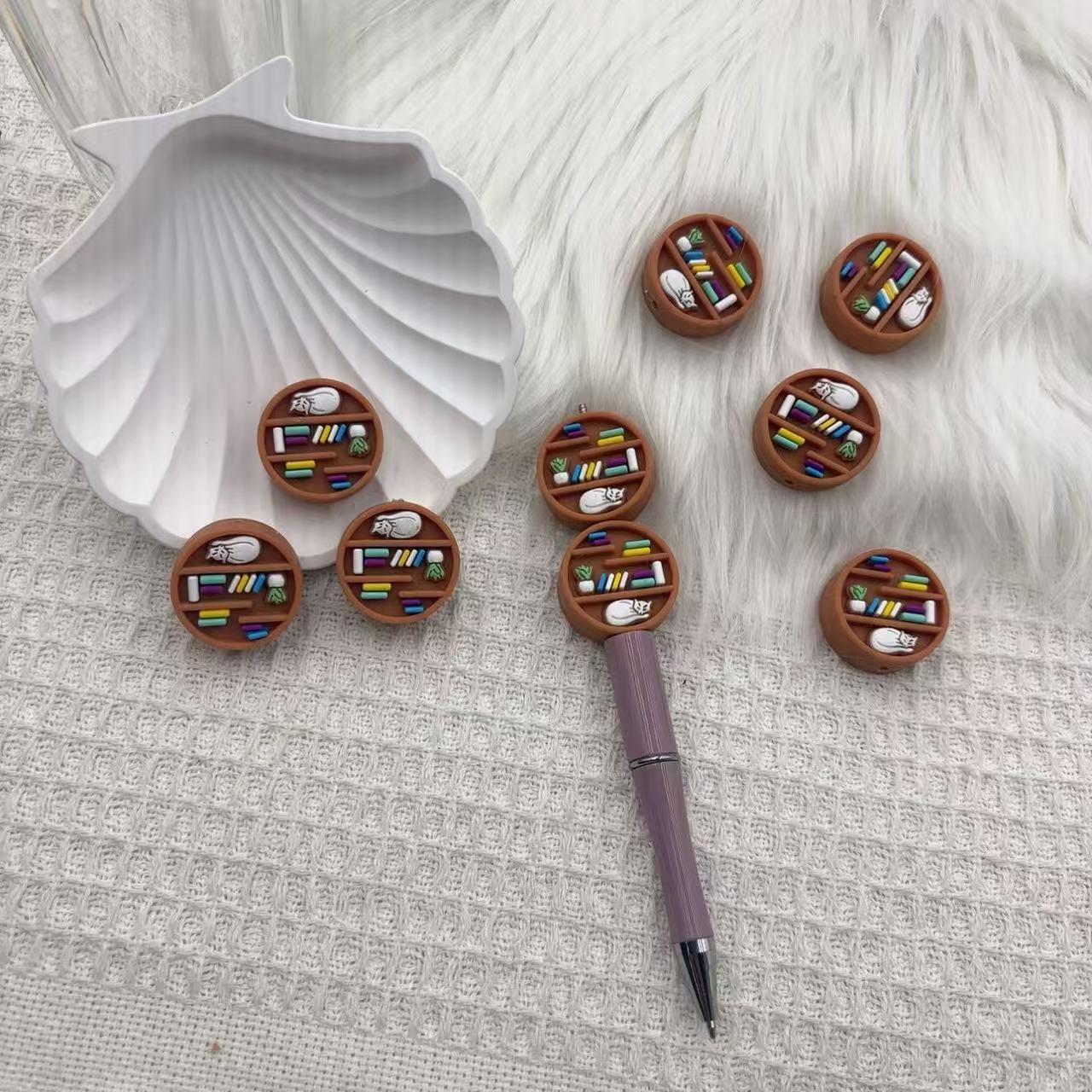 Wholesale 10pcs Silicone round bookshelf beads