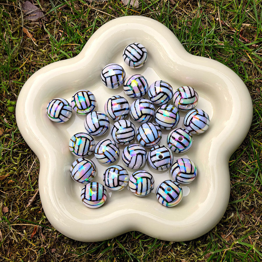 Wholesale 20pcs UV Plated Basketball with Letters Acrylic  Beads