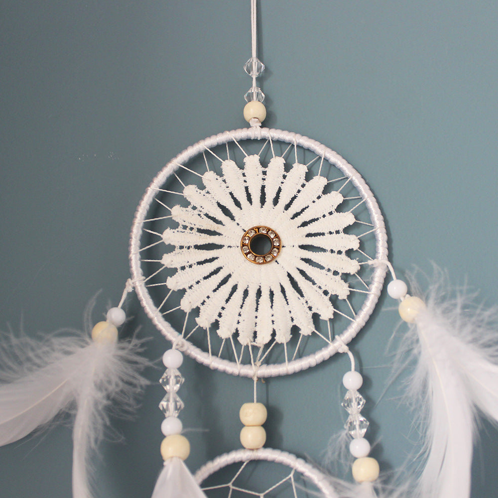 Wholesale White and Black Minimalist Feather Dream Catcher Decorations