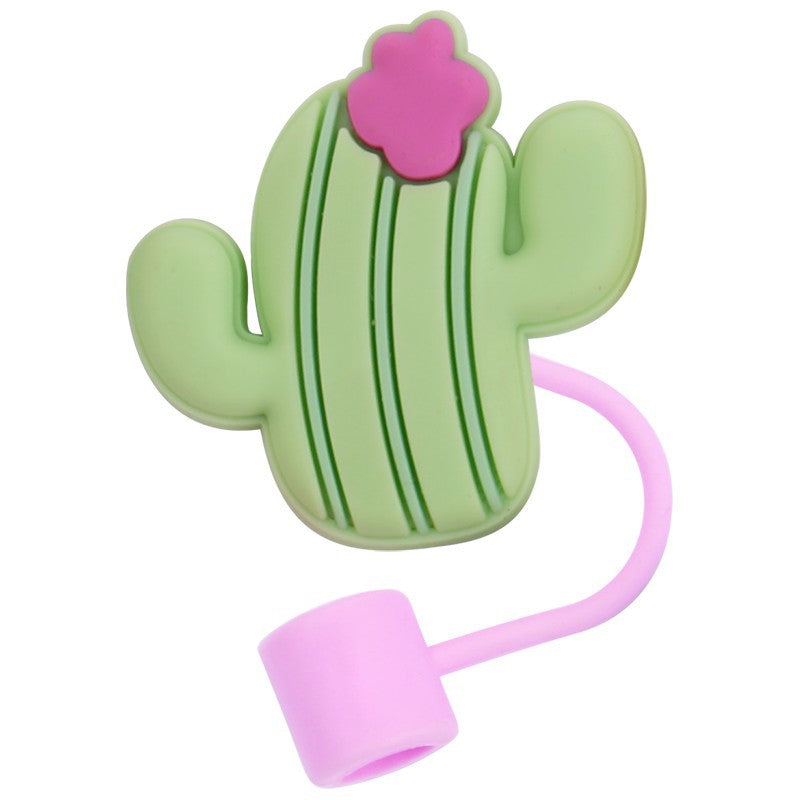 Wholesale 10pcs Cartoon Silicone Donut Straw Cap Dust Plug Cup Accessories