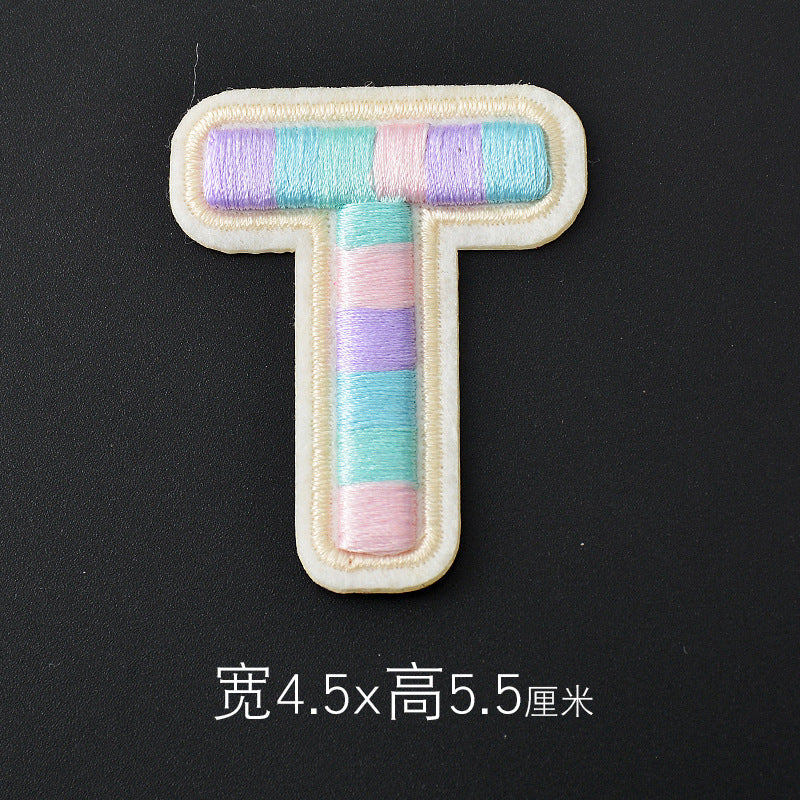 Wholesale Polyester 3D Embroidered Letter Patches Rainbow Self Adhesive DIY Fabric Appliques For Clothing Bags Shoes Hats Boutique Resale