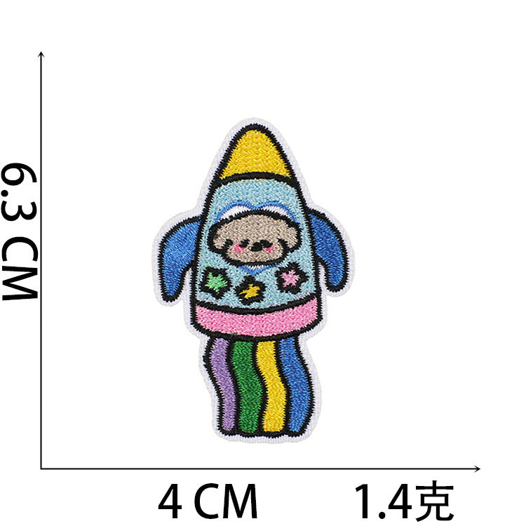Wholesale Polyester Embroidered Astronaut Rabbit Patch For Clothing Space Bunny Decorative Applique Self Adhesive Gift Resale