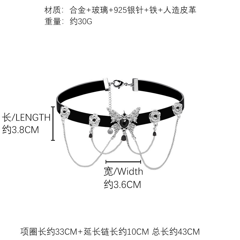 Wholesale Black Butterfly Hip Hop Hottie Personalized Pearl Necklace