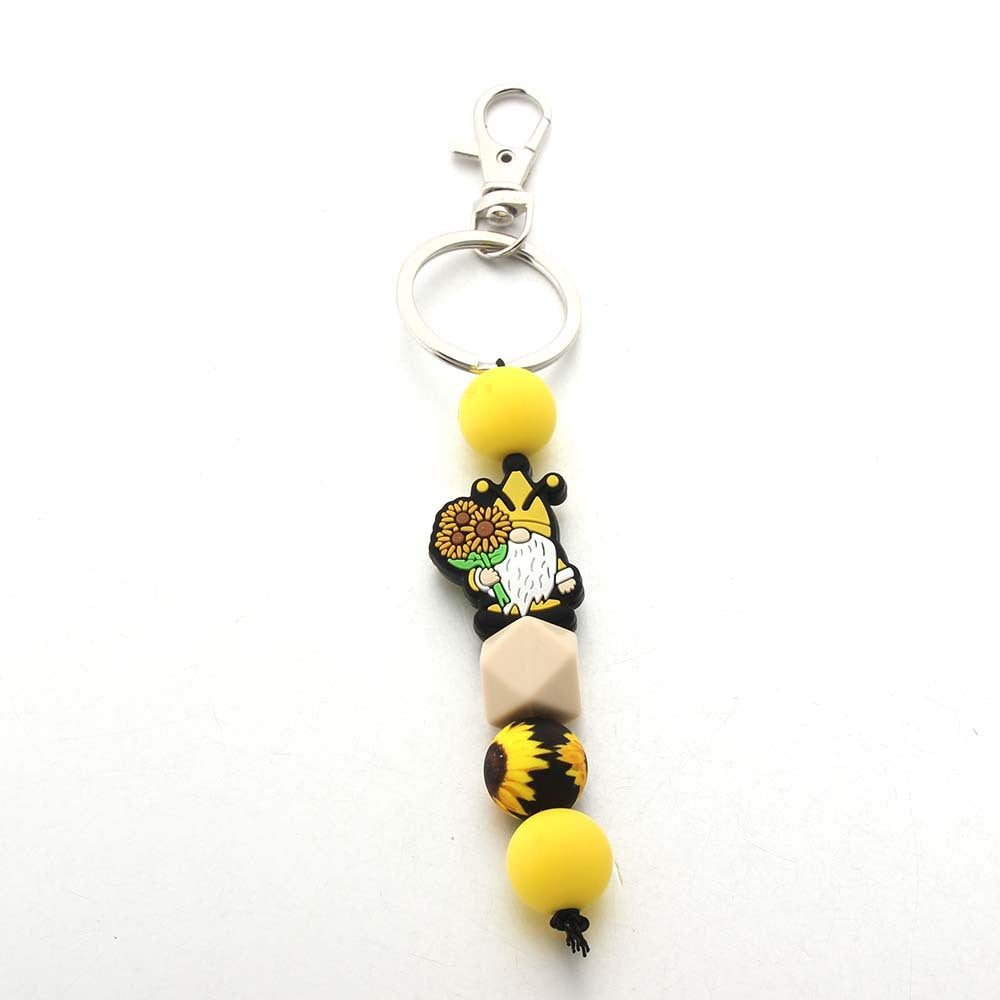 Wholesale Western Cowboy Silicone Bead Cartoon Keychain