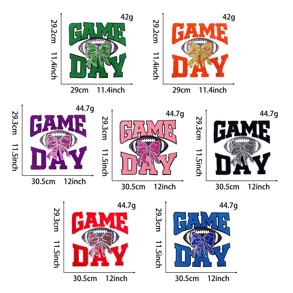 Wholesale Large Sequin Embroidered Patch Gameday Football Iron On Applique DIY et Decoration