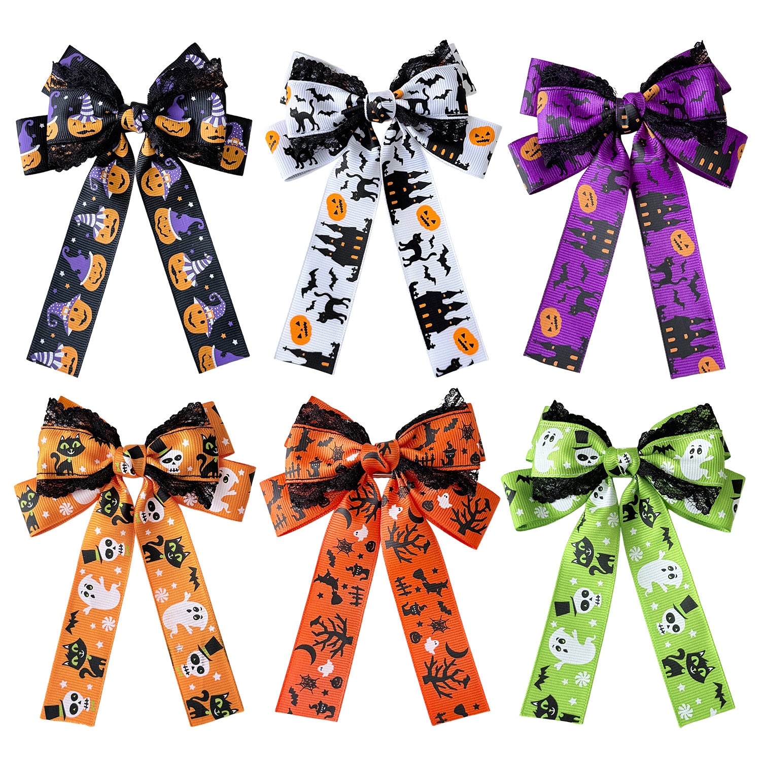 Wholesale  Ghost Pumpkin Ribbon Bow Hair Clips Alligator Clip Hair Accessory Chic Party Gift For Women