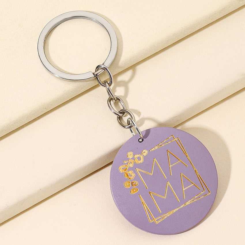 Wholesale Mother's Day MAMA Wooden Round Brand Keychains