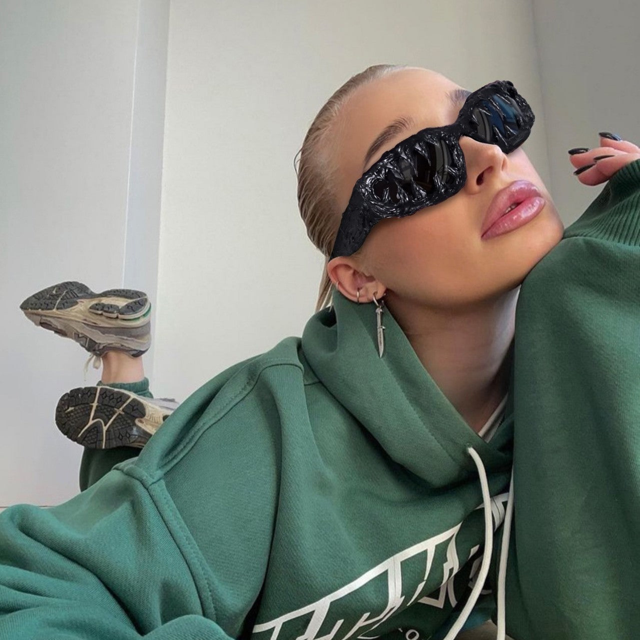 Wholesale Punk Cat Eye Sports Drip Gel Eye Protection Sunglasses