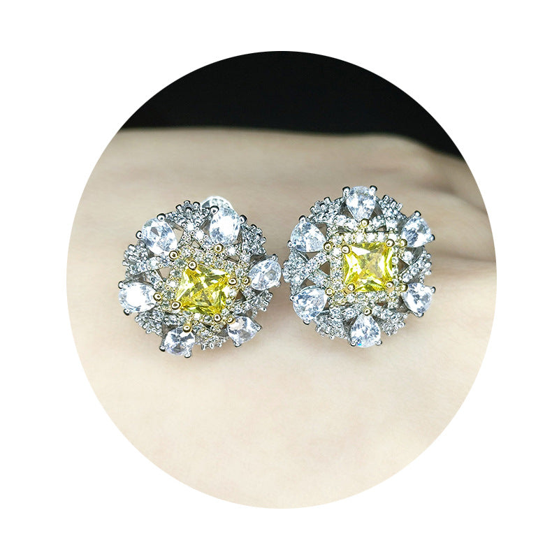 Wholesale Crystal Micropaved Flower Stud Earrings