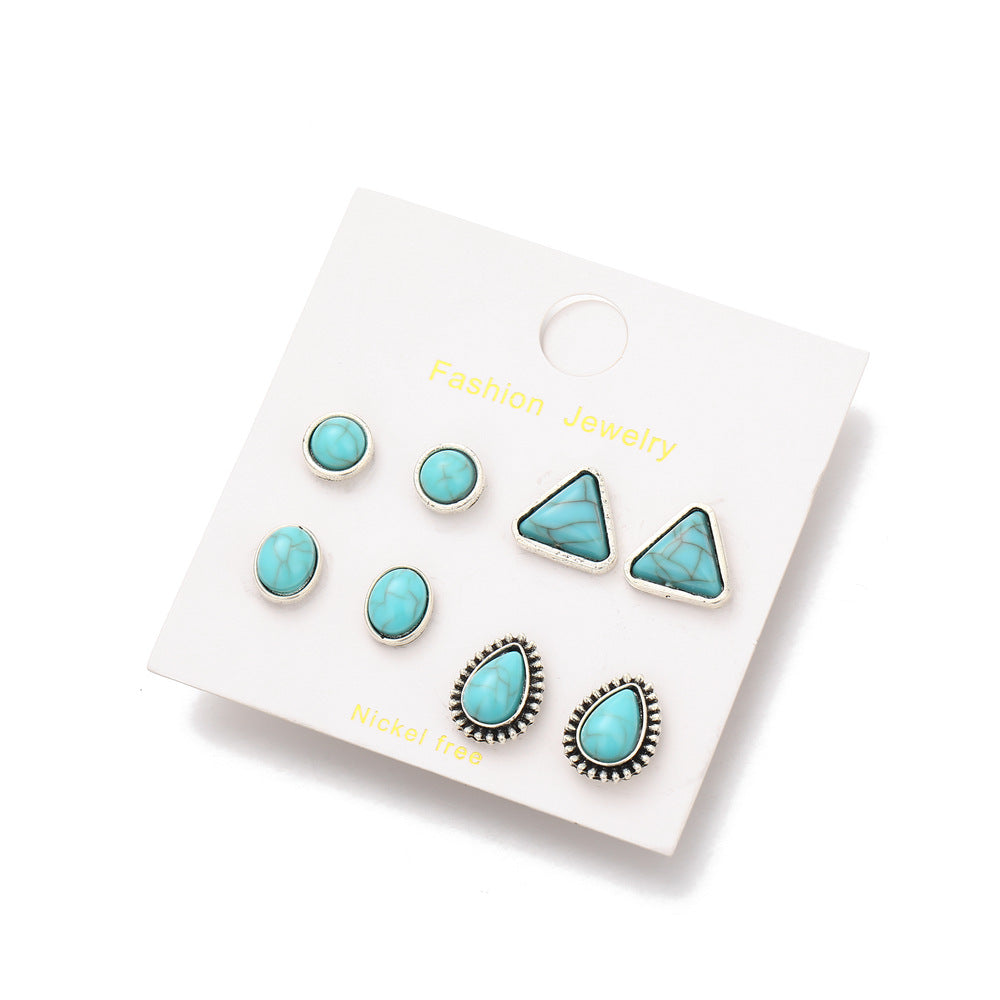 Wholesale Bohemian style geometric circular triangular teardrop earrings