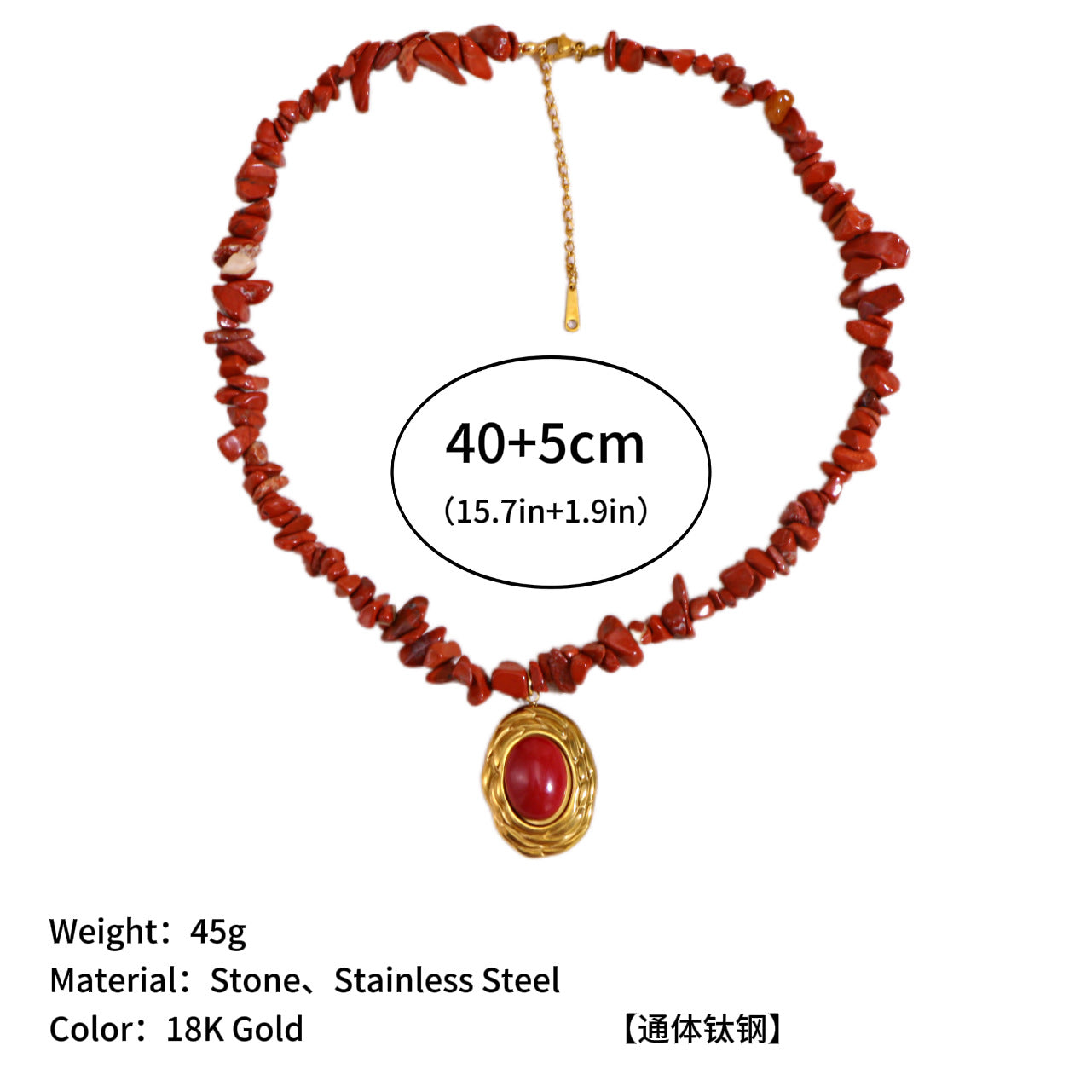 Wholesale Stone Gravel Pillar Necklace Titanium Steel Clavicle Chain