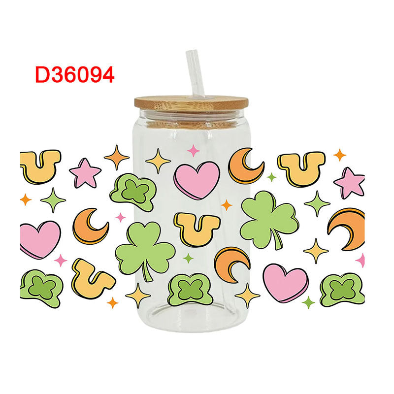 Wholesale UV transfer sticker for glass cups crystal label crystal sticker 16OZ UV DTF WRAPS