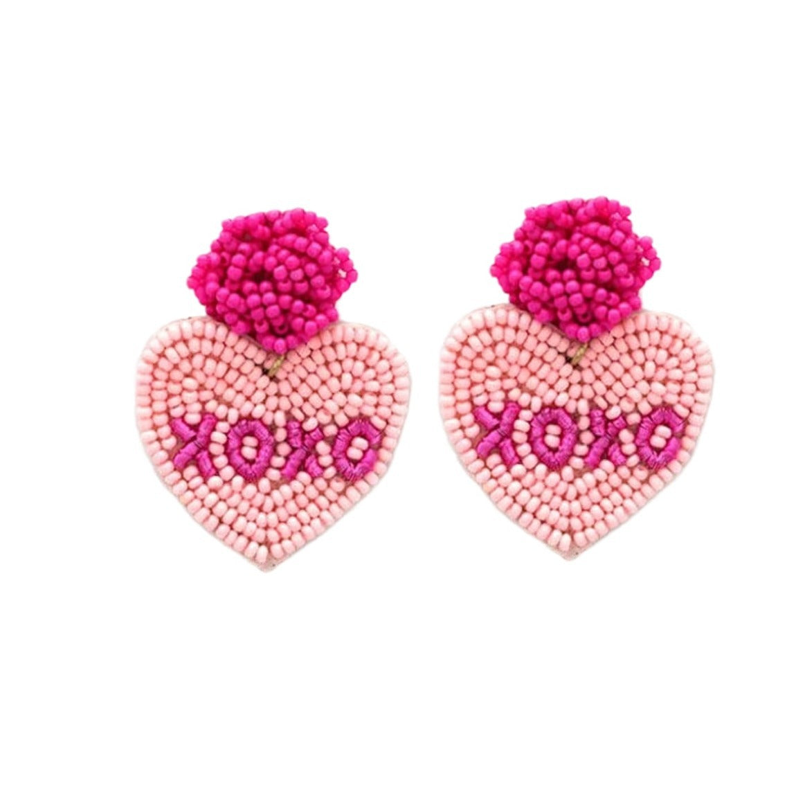 Wholesale Valentine's Day Handmade Fabric Rice Beads XO Letter Earrings
