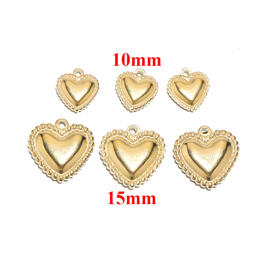 Wholesale 5PCS/PACK Stainless Steel Peach Heart Small Pendant DIY Jewelry Accessories
