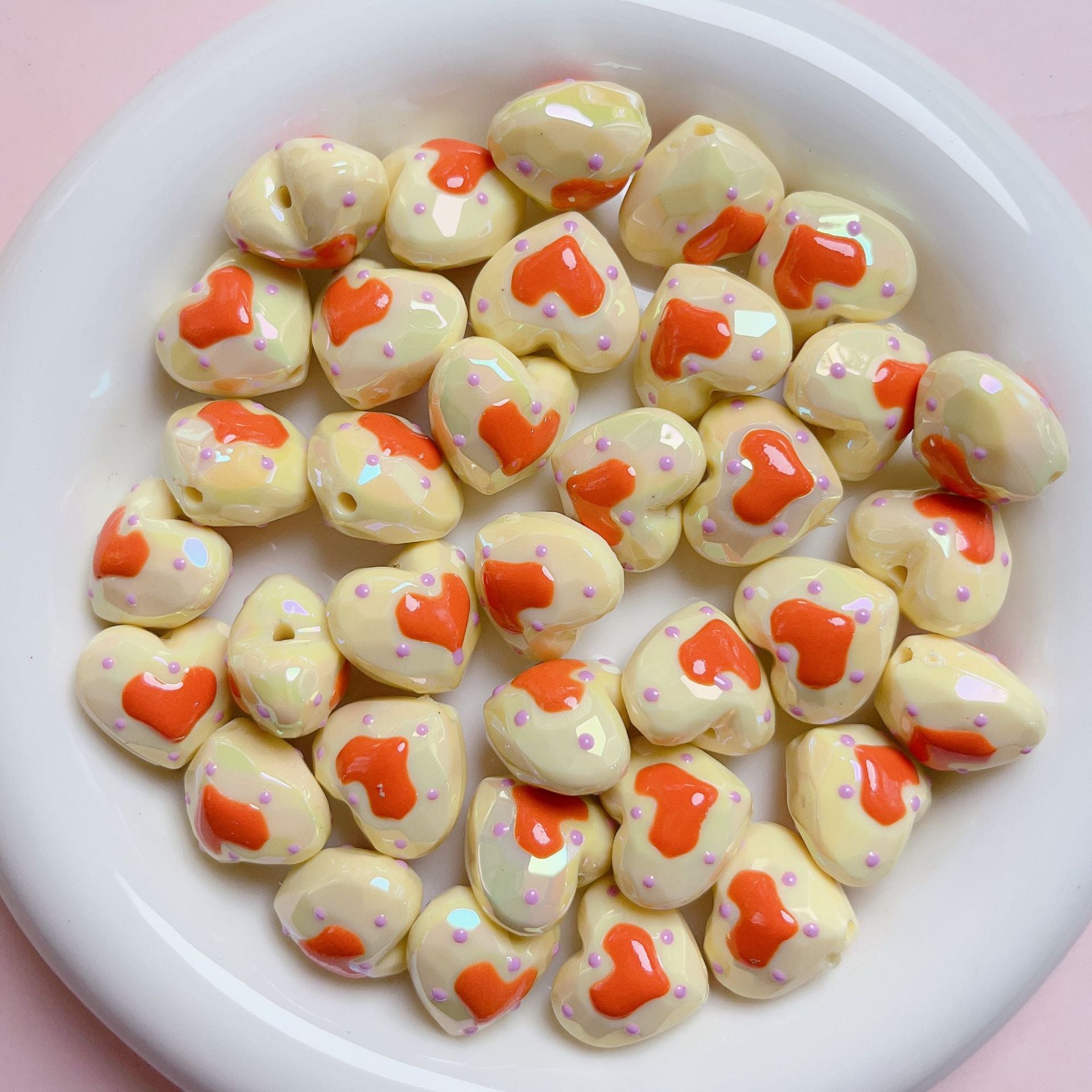 Wholesale Hand Painted Faceted Love Acrylic Beads