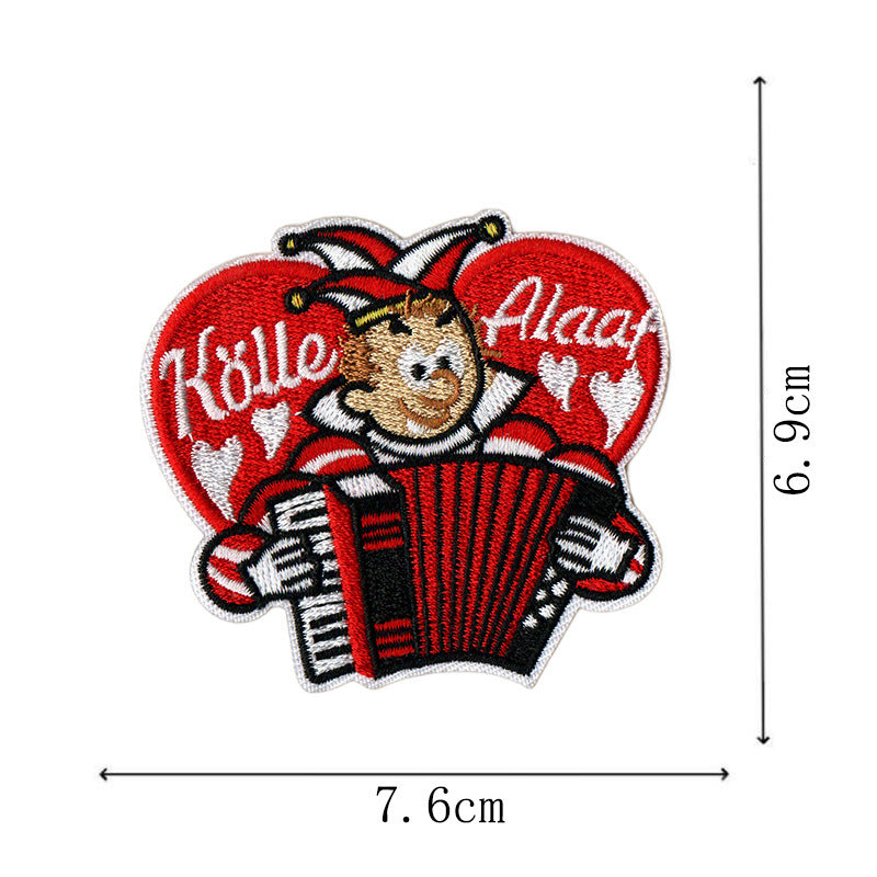 Wholesale Carnival Clown Crown Embroidered Iron On Patches Red Cartoon Design 12 Piece Set Towel Decoration DIY Craft Supply Gift Resale