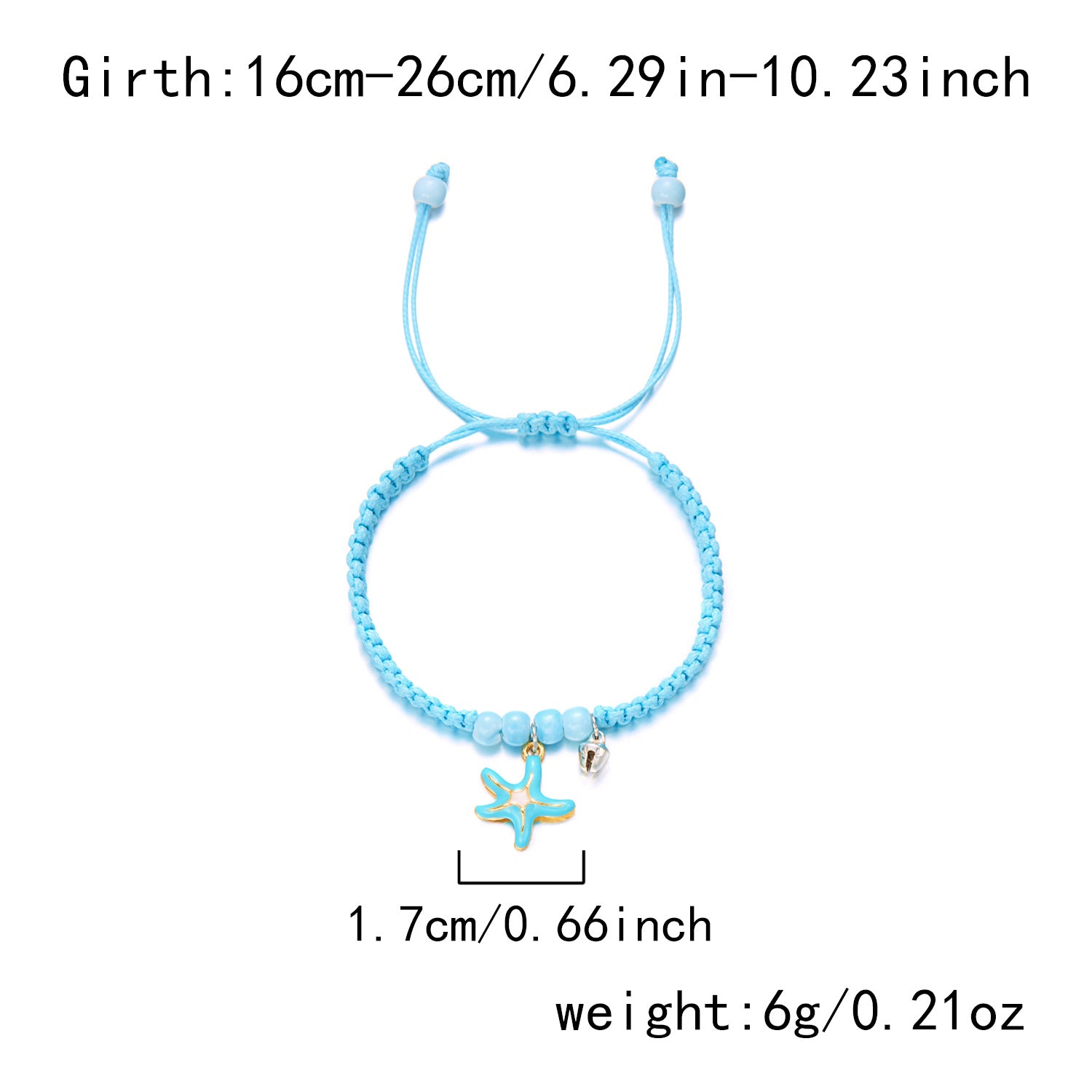 Wholesale Oil-Dripping Starfish Ceramic Bead Bell Braided Bracelet