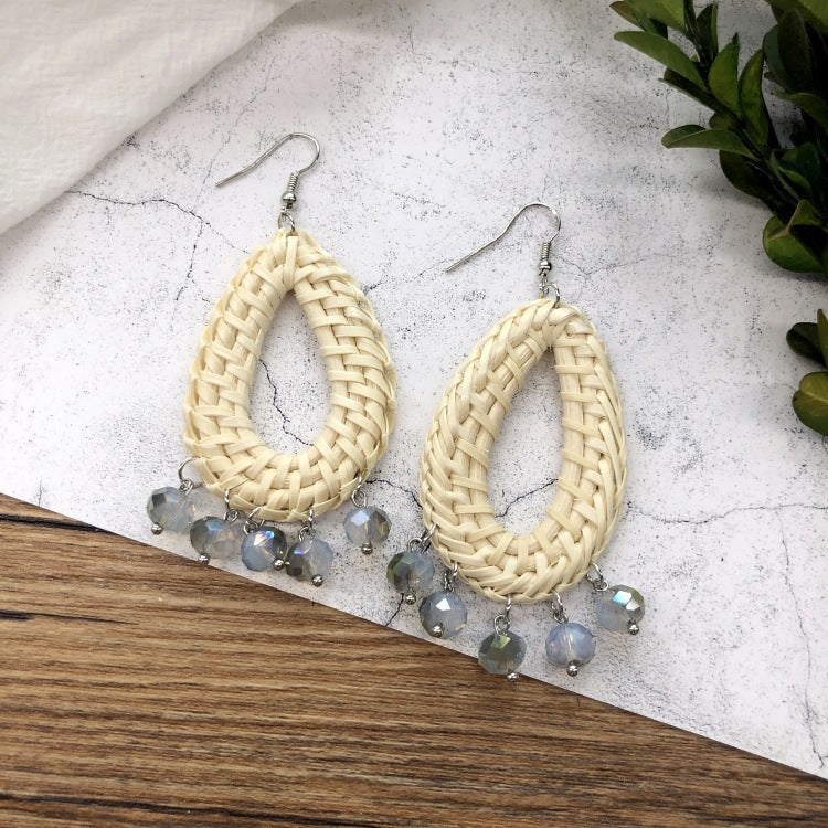 Wholesale Vintage Rattan Weaving Handmade Bohemian Earrings