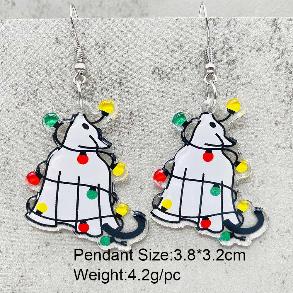 Wholesale Christmas Acrylic Lights Elk Dwarf Earrings