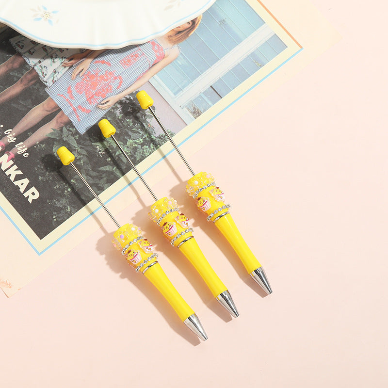 Wholesale 10pcs Beadable Pens Heavy Cartoon Bead Diy Handmade Diamond Ballpoint Pen