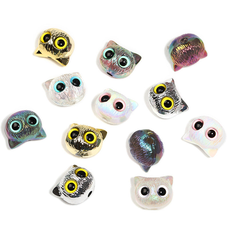 Wholesale 20pcs/pack autumn and winter plush big-eyed cat beads DIY accessories