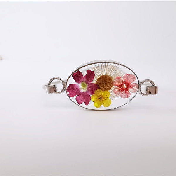 Wholesale 12pcs Epoxy Resin Dried Flower Specimen Bracelet