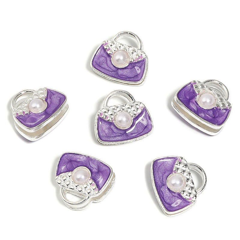 Wholesale 20pcs Heavy Double-sided Pearl Handbag Alloy Through-hole Diy Cute Beads