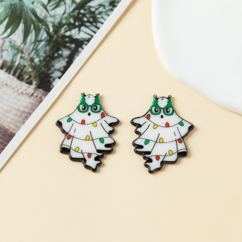 Wholesale 10pcs Double Sided Acrylic Christmas Ghost Pendant Accessories